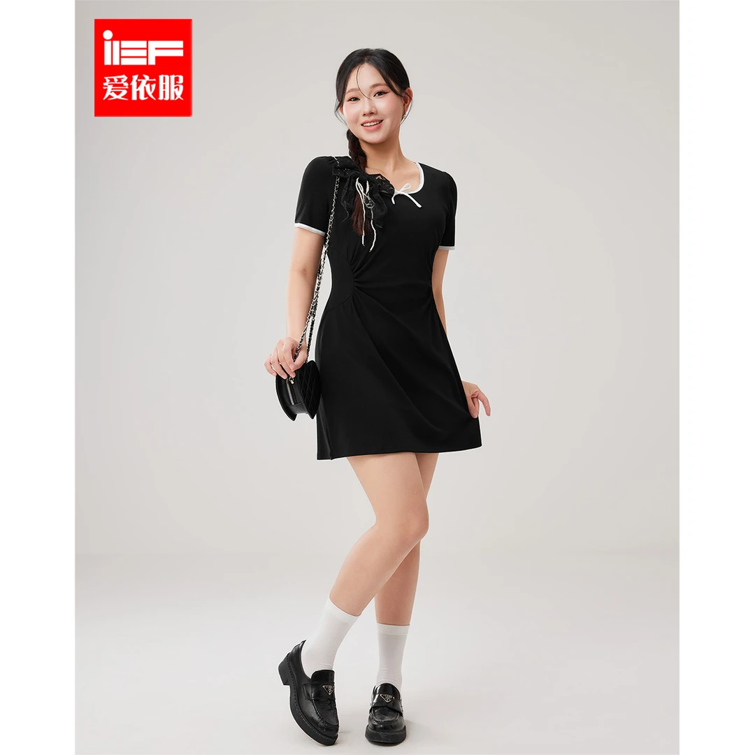 IEF/爱依服大码女装2025夏季新款法式温柔小女人气质显瘦连衣裙