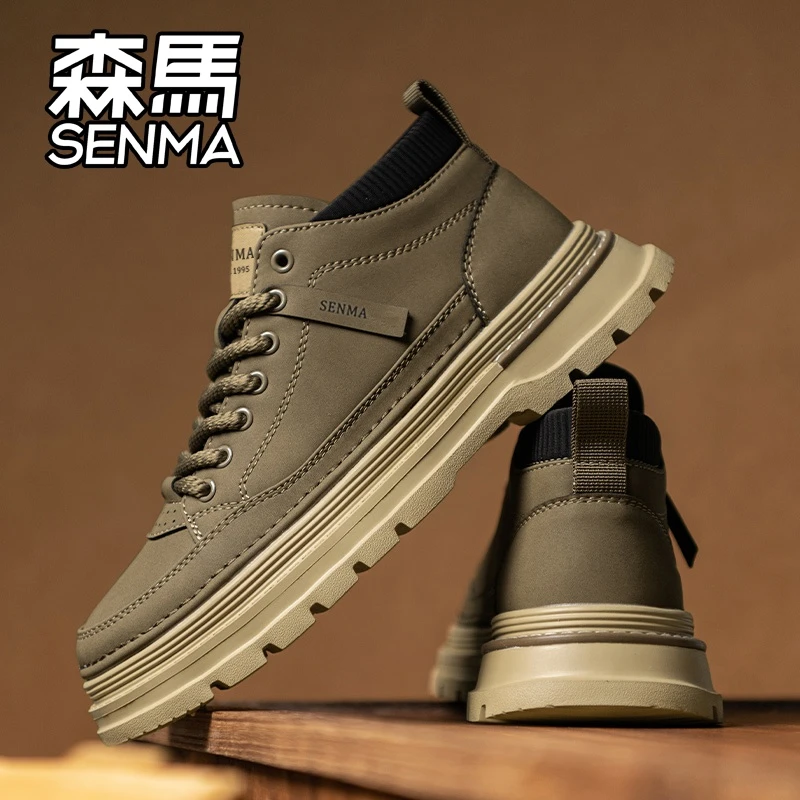 森马秋冬新款厚底增高男款马丁靴潮流百搭时尚英伦复古爆款工装靴