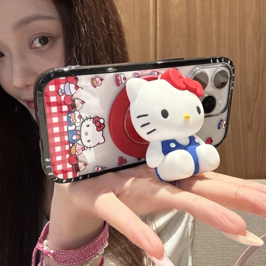 韩系红格纹甜品猫咪磁吸适用苹果16promax手机壳15保护套14支架13