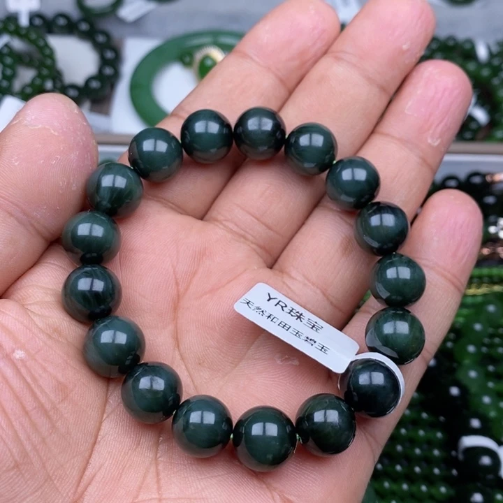 未镶嵌手串和田玉（碧玉）12m m