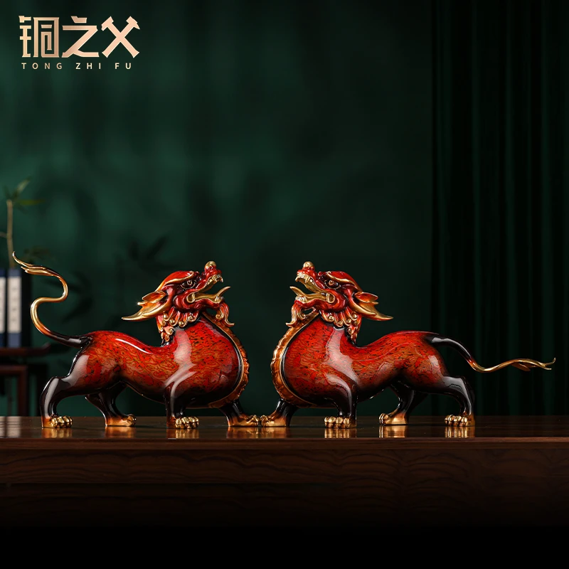 铜之父【财富貔貅】铜工艺品摆件一对客厅玄关摆设开业礼品玄关摆件