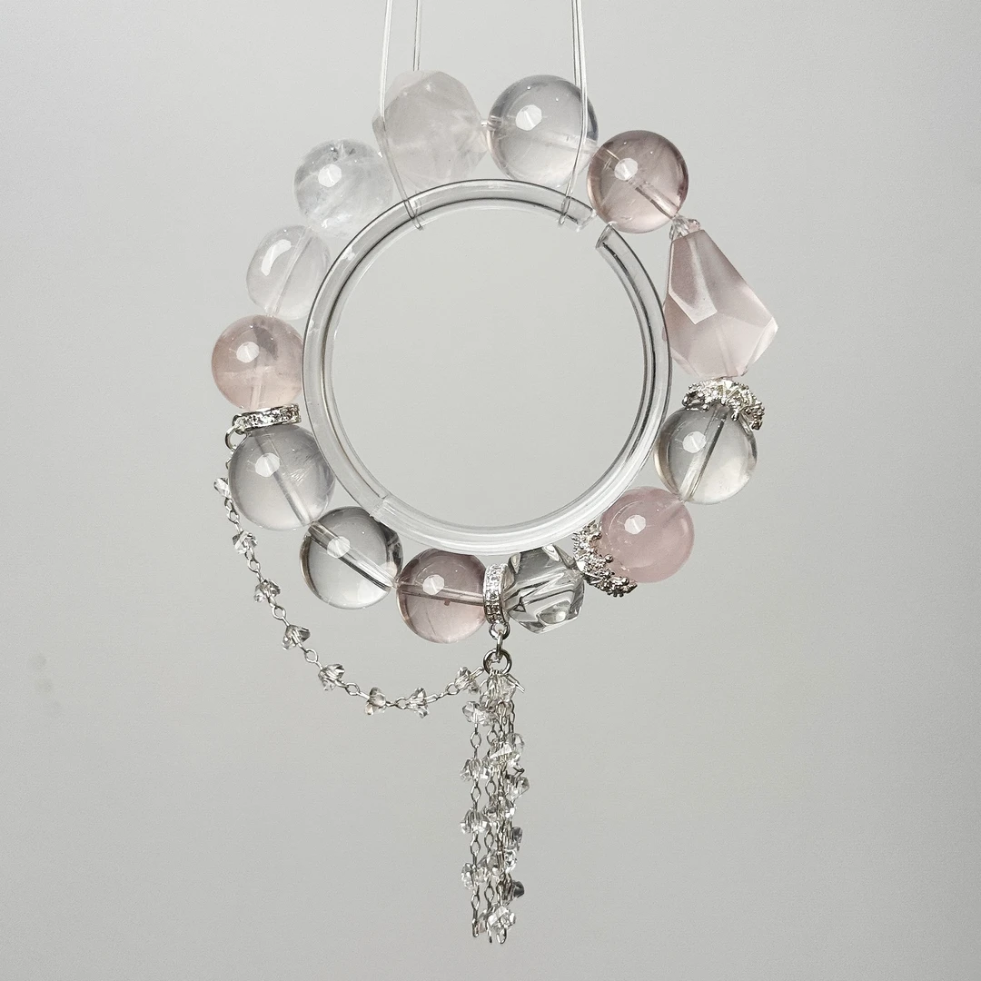 {流光}小众饰品粉水原创设计水晶手串高品质粉水