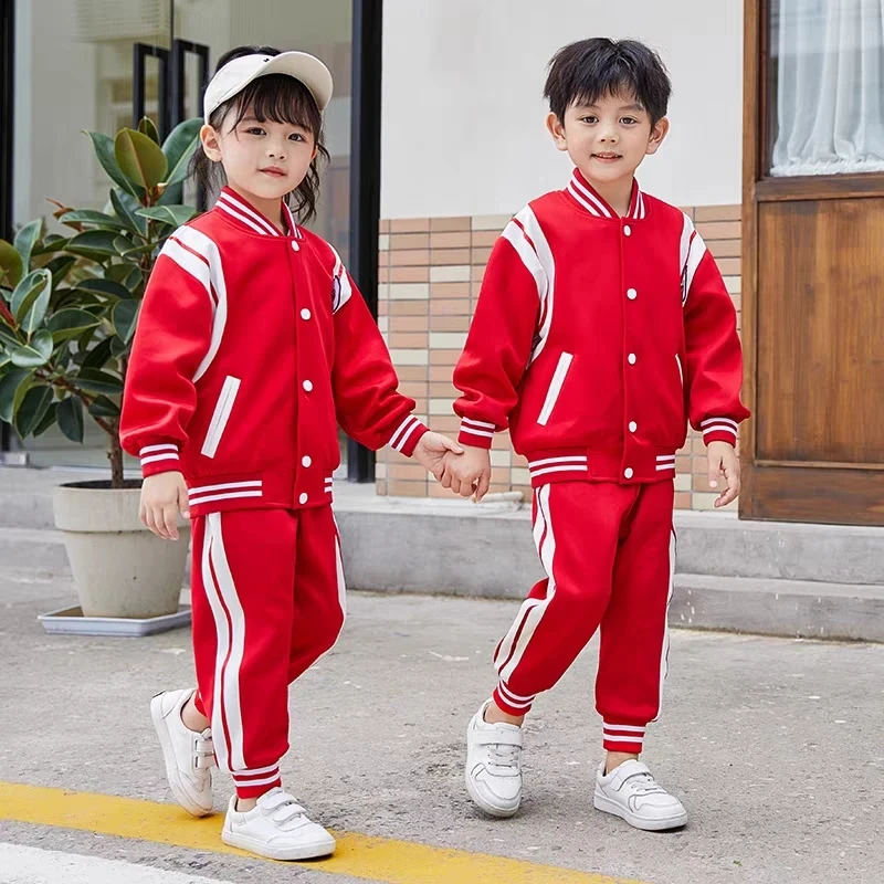 ZB下儿童酒红色棒球服套装