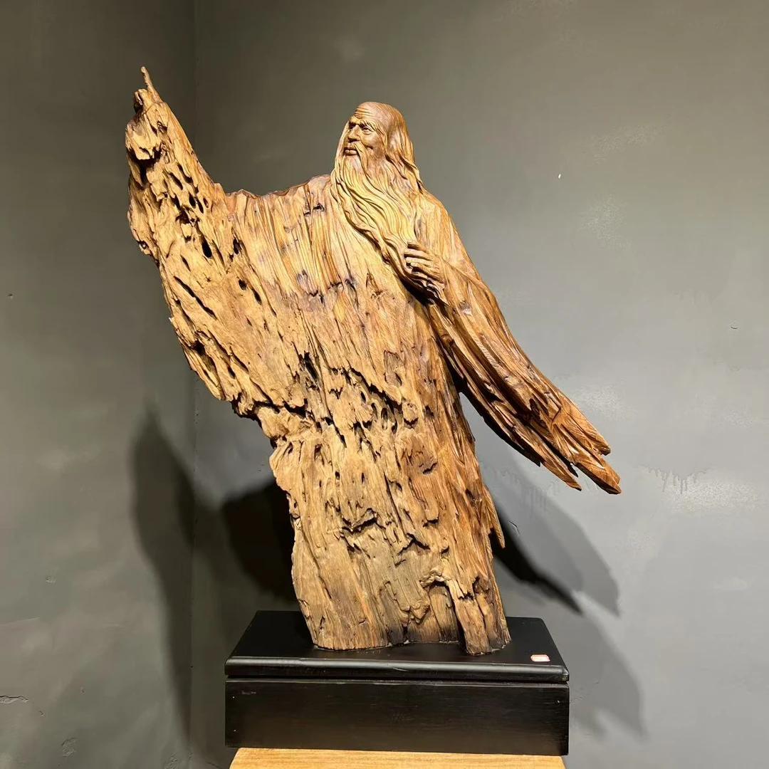 香樟木《老子指天问道》精品款带底座 长宽高88-25-112