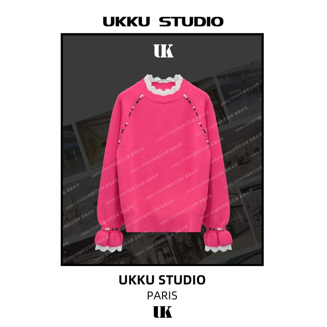 丹丹【UKKUSKUDIO】小众高级法式高级感百搭套头设计感毛衣313448