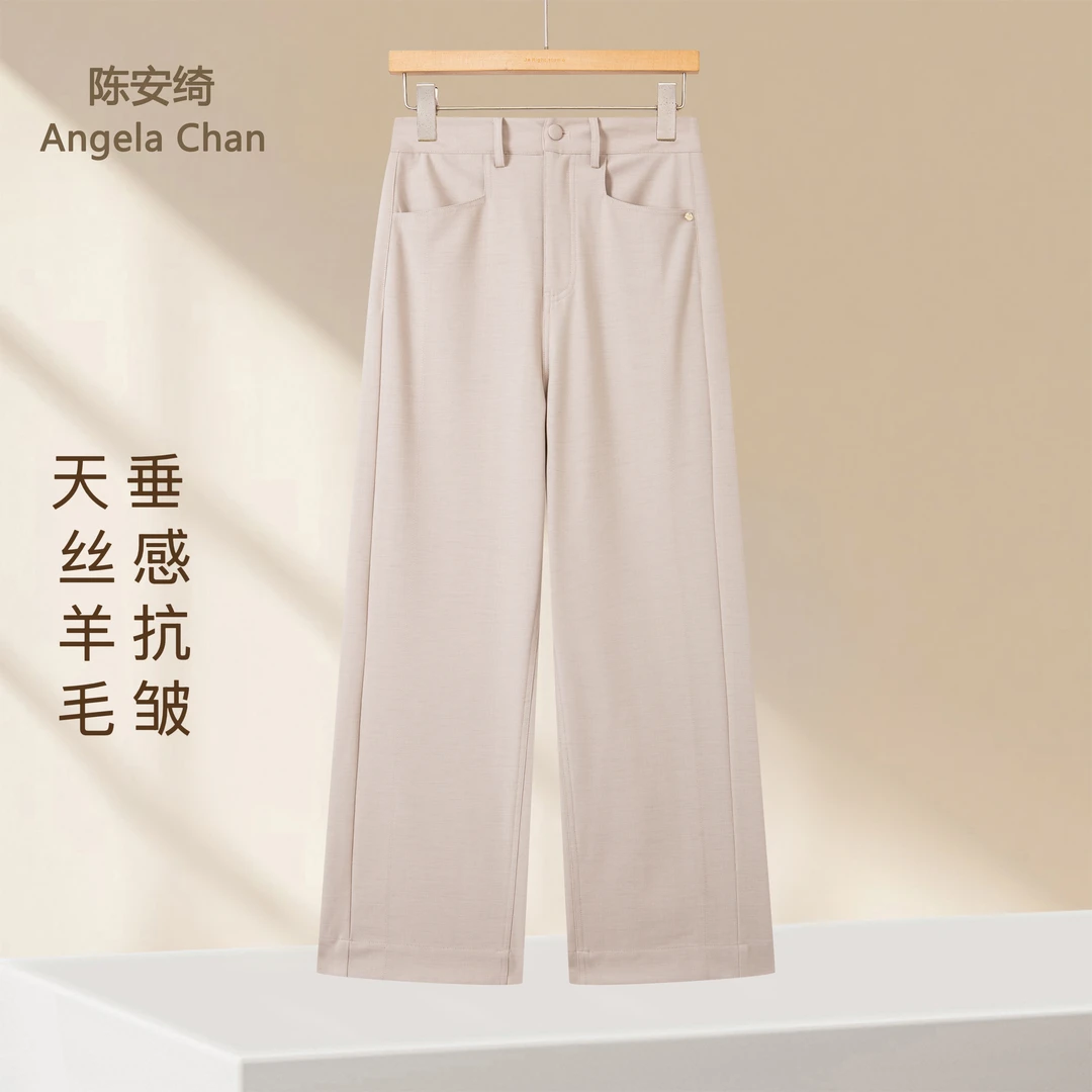 春夏新款垂感弹力显瘦窄版直筒裤