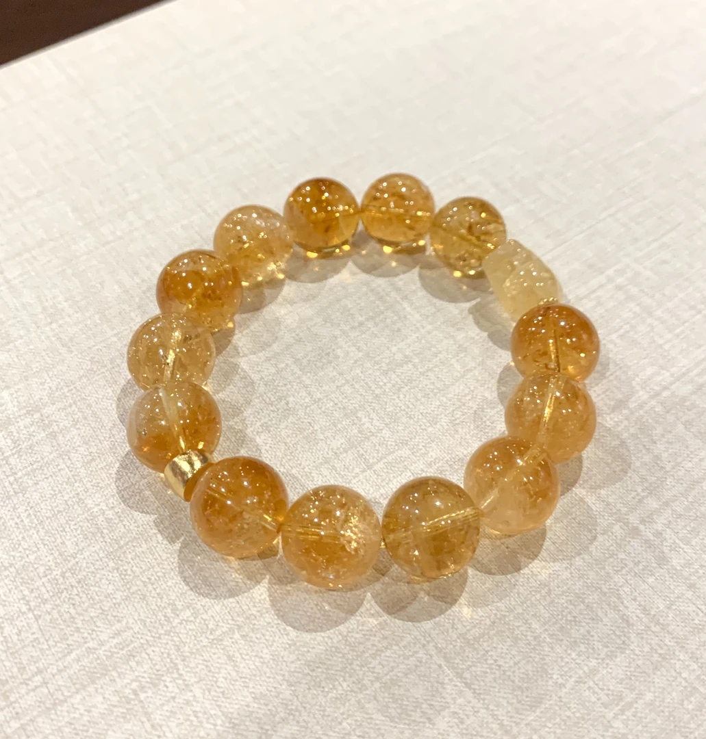 【日进斗金】纯天然暴力黄水晶手串手链-15mm（多样性发其一）