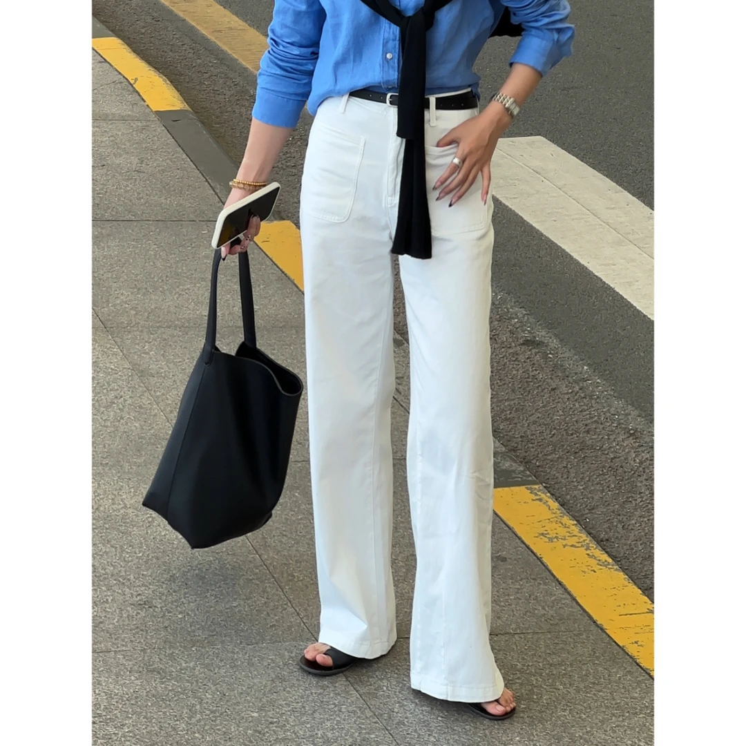 Yihouse2025【生椰可可】高腰版白色阔腿牛仔裤女款百搭显瘦Y8284