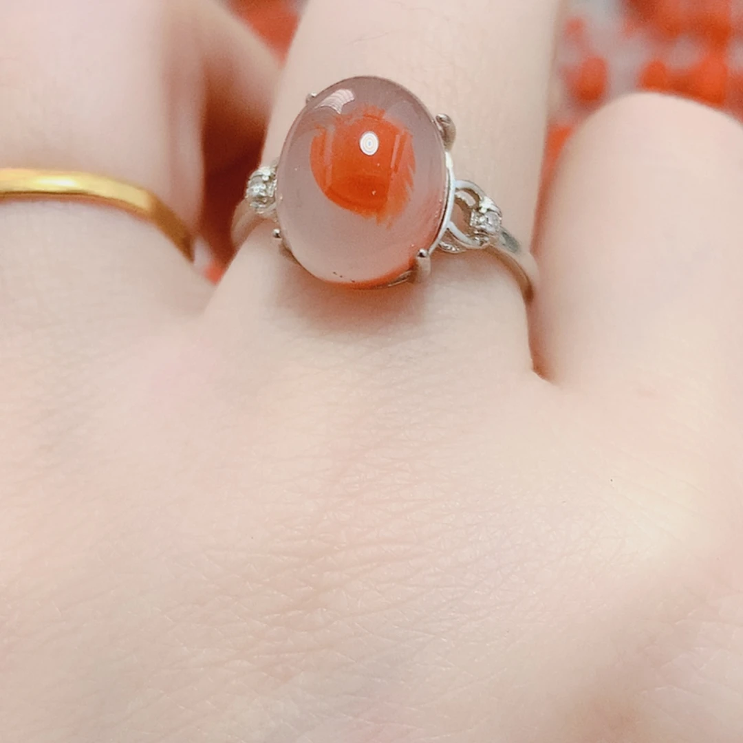 南红玛瑙银S925镶嵌戒指