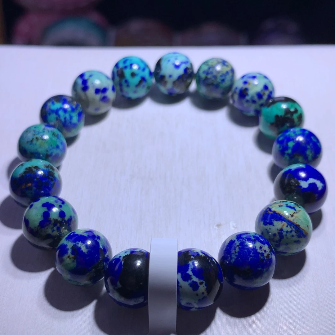 手串水晶银S925镶嵌蓝铜矿12.4m