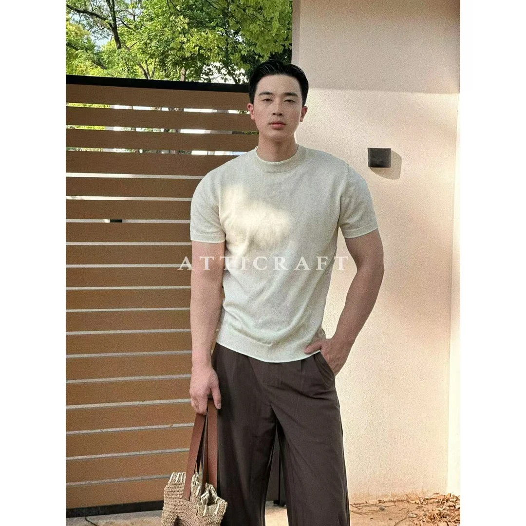AttiCraft【莱赛尔亚麻】松弛感休闲T恤圆领百搭针织短袖男夏25ss
