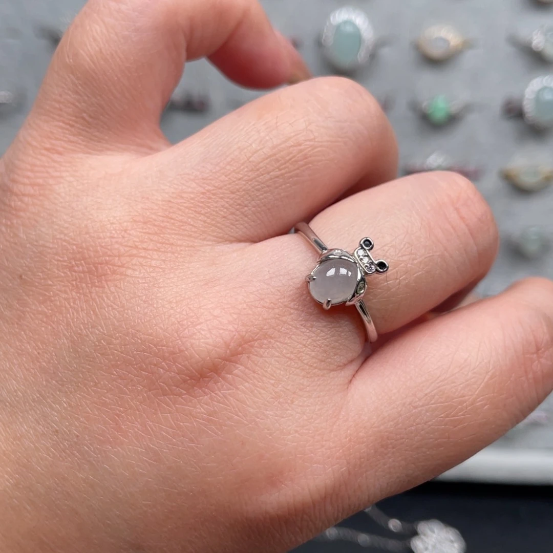 翡翠戒指银S925镶嵌戒指