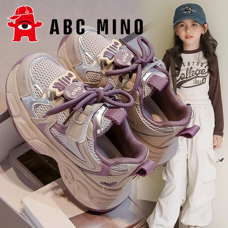 ABC MINO女童鞋2025夏季新款儿童软底老爹鞋中大童女孩网面运动鞋