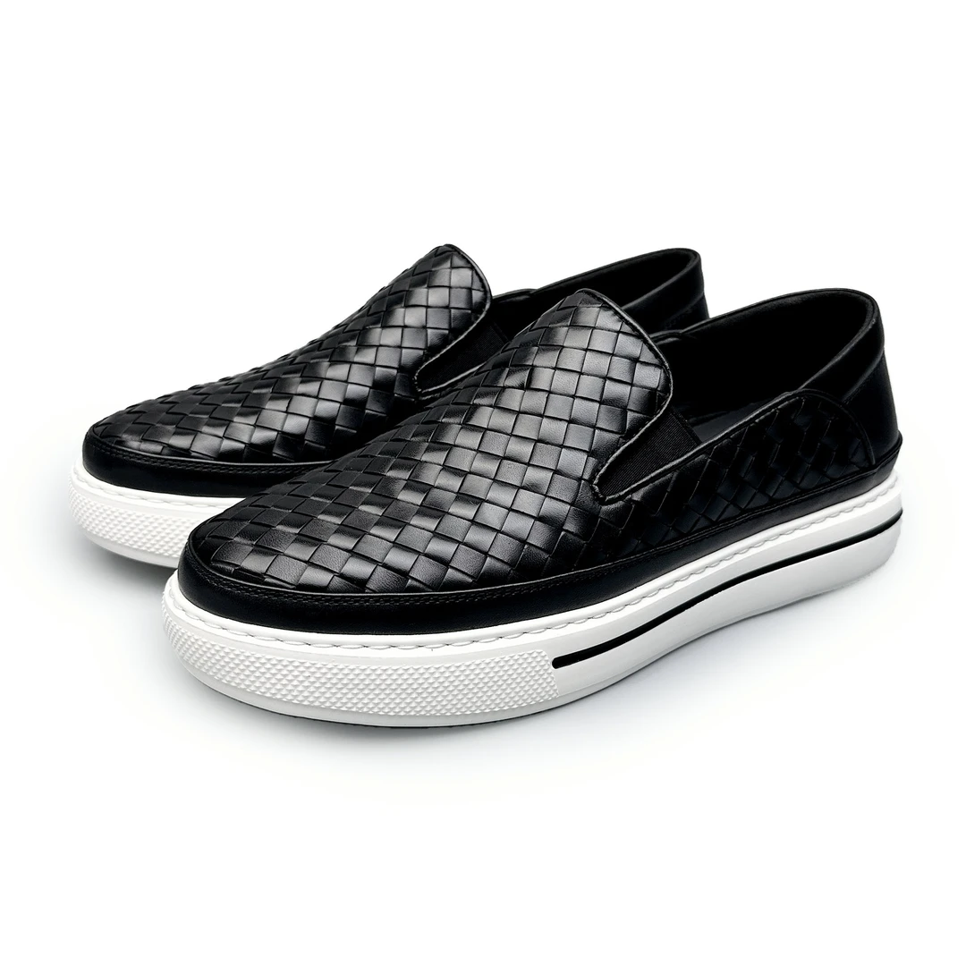 BIEUBRAYR/【新款上新】编织皮渔夫鞋一脚蹬牛皮时尚百搭休闲软弹鞋