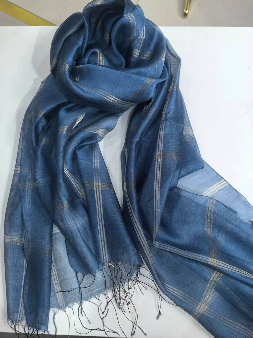 C166 浅蓝色 桑蚕丝羊毛围巾丝巾披肩通用70*180 V