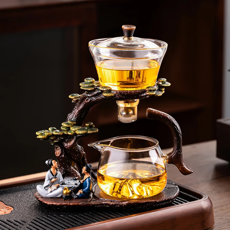 简约磁吸出水透明耐热玻璃茶具茶室家用待客高档泡茶专用茶具器具