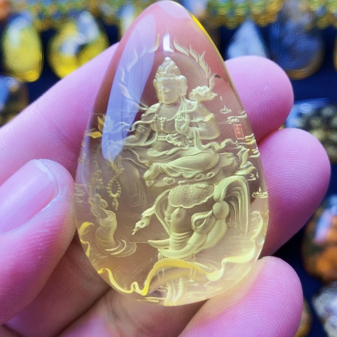 【闪购商品】金珀颈饰未镶嵌随**安琥珀阴雕