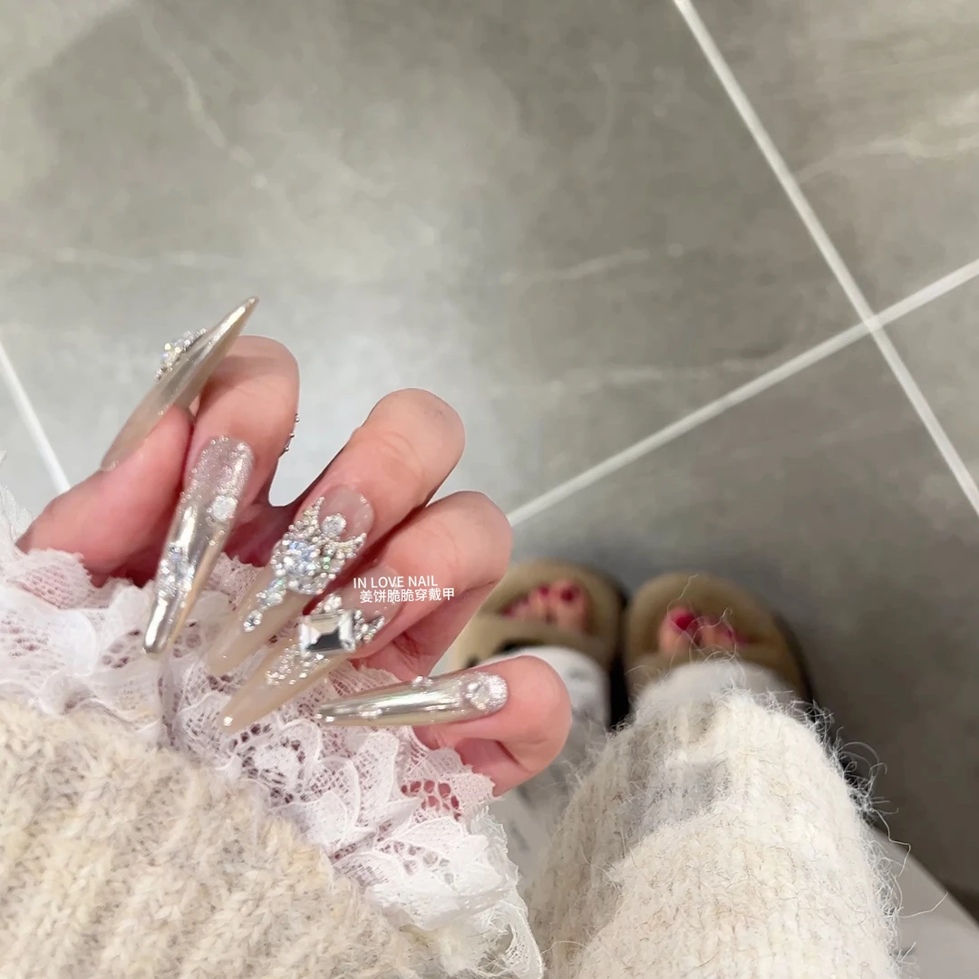 ［碎金巴洛克］36长尖椭圆｜33长尖圆｜纯手工穿戴甲 东洲 宝施 锆石