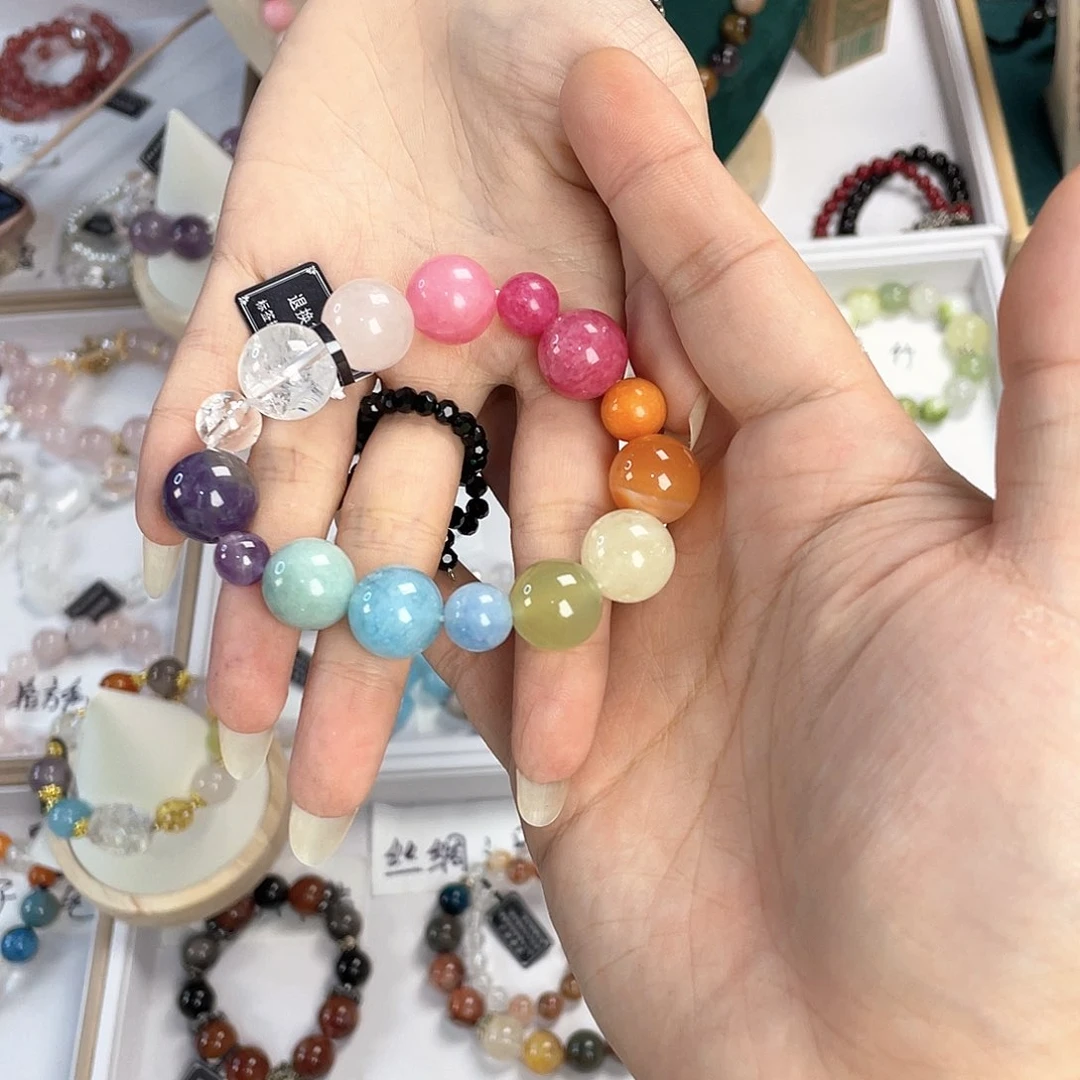 水晶手链银S925镀金镶嵌