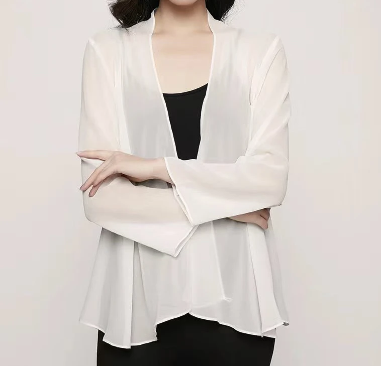 （已开价）桑蚕丝长袖新中式时尚透气外搭上衣