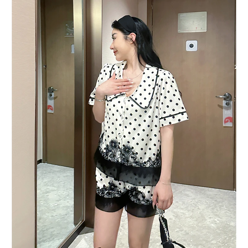 莫里伊【黑白波点】小众潮牌设计师薄款睡衣家居服