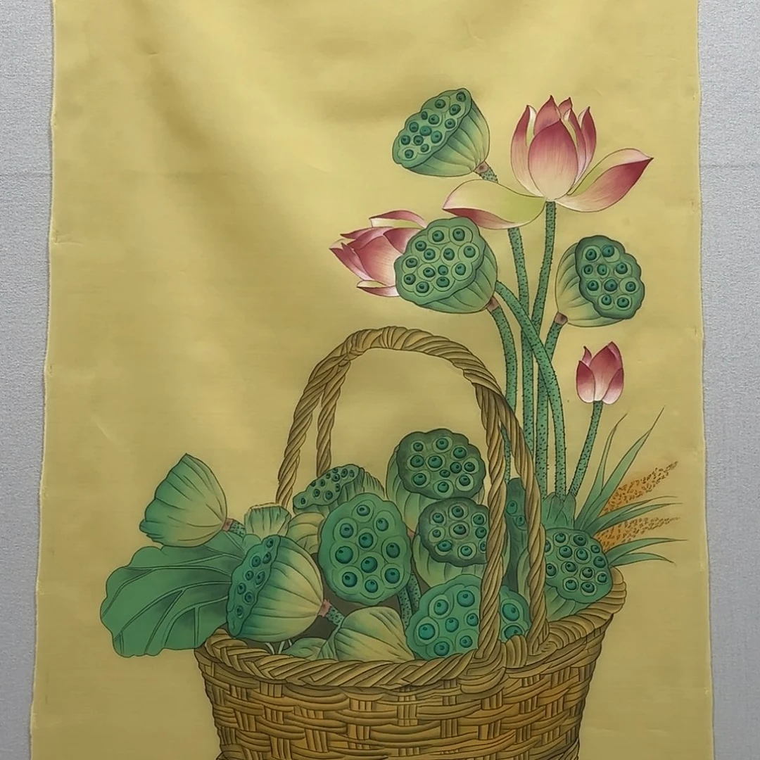 国画绢本仿古工笔荷花贾敏