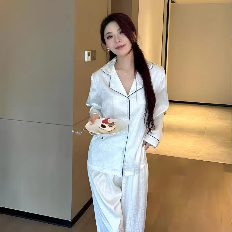 高级感长袖长裤提花刺绣体重睡衣情侣款时尚四季居家服套装23652