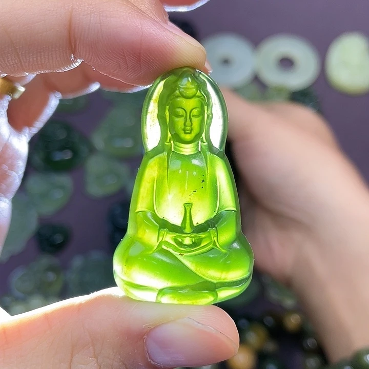 蛇纹石玉未镶嵌手链岫玉180观音吊坠挂件