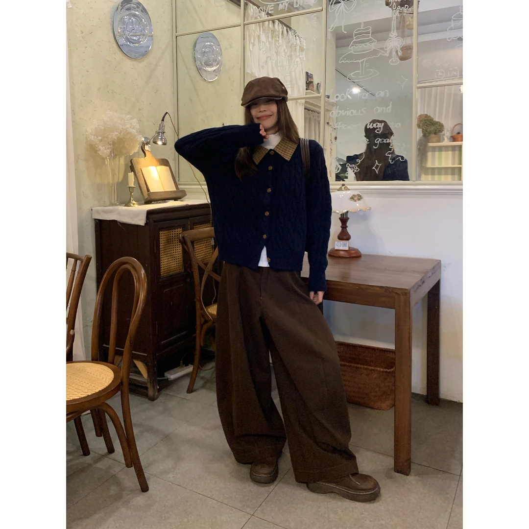 宋正恩11/18 10:00AM上新【复古棕调阔腿休闲裤】STH9608