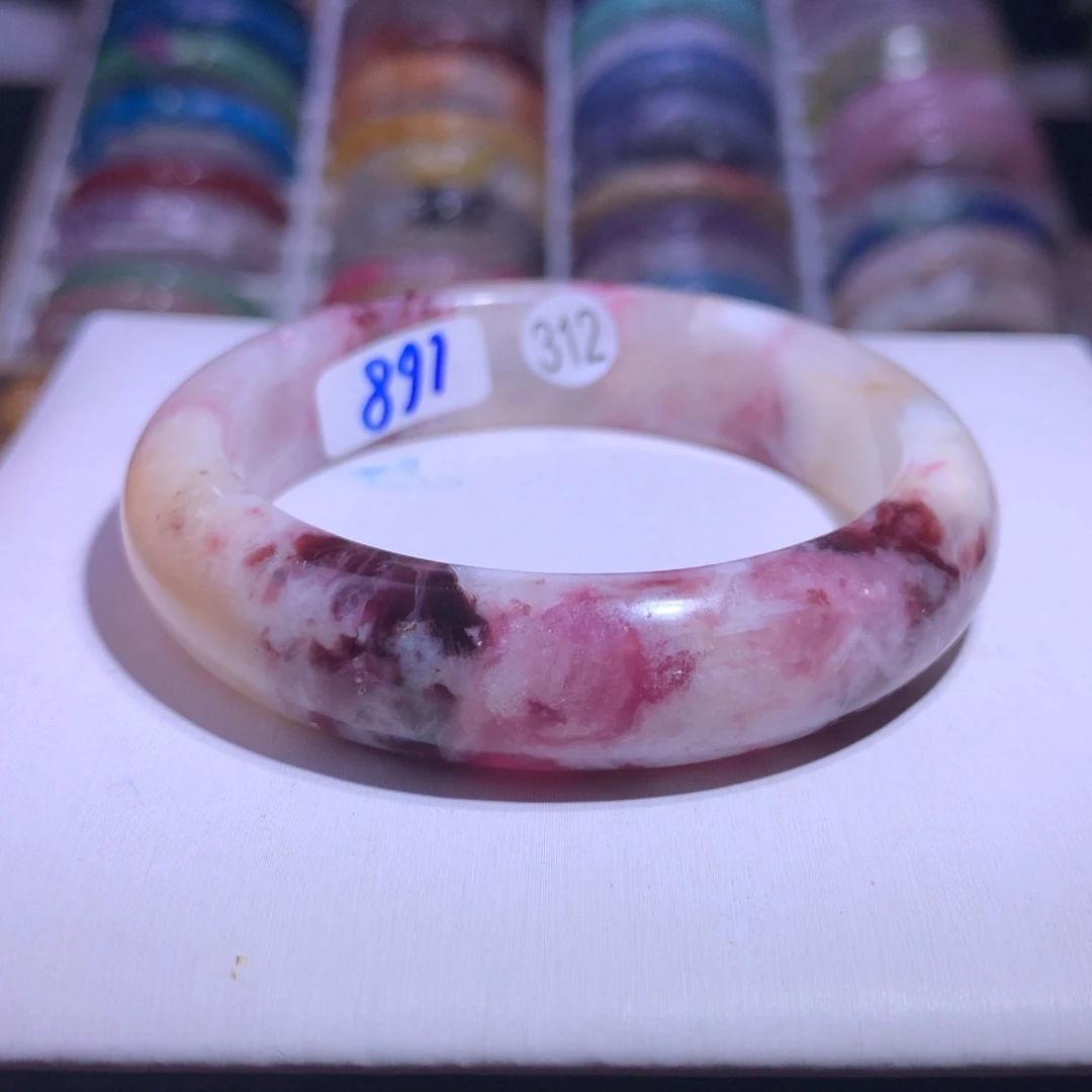 手镯银S925镶嵌水晶香芋奶盖58.5圈312