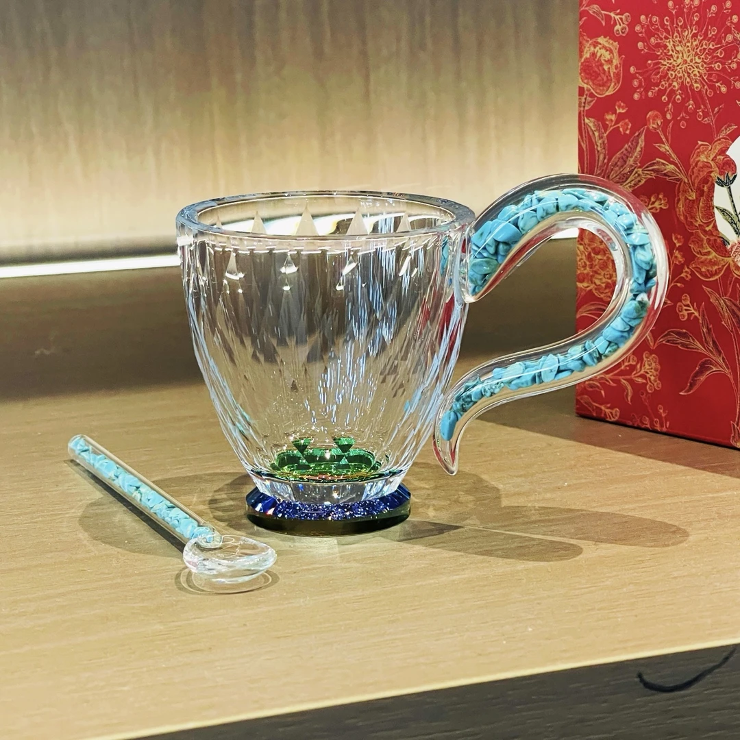 【礼盒装】70绿色咖啡杯咖啡杯子耐热彩色玻璃杯茶杯蓝色家用水杯