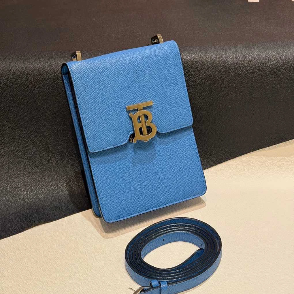 95新 BURBERRY/博柏利 蓝色TB手机包