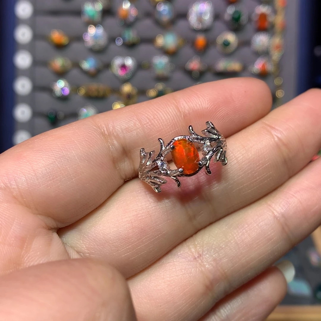 欧泊戒指款式银S925镶嵌