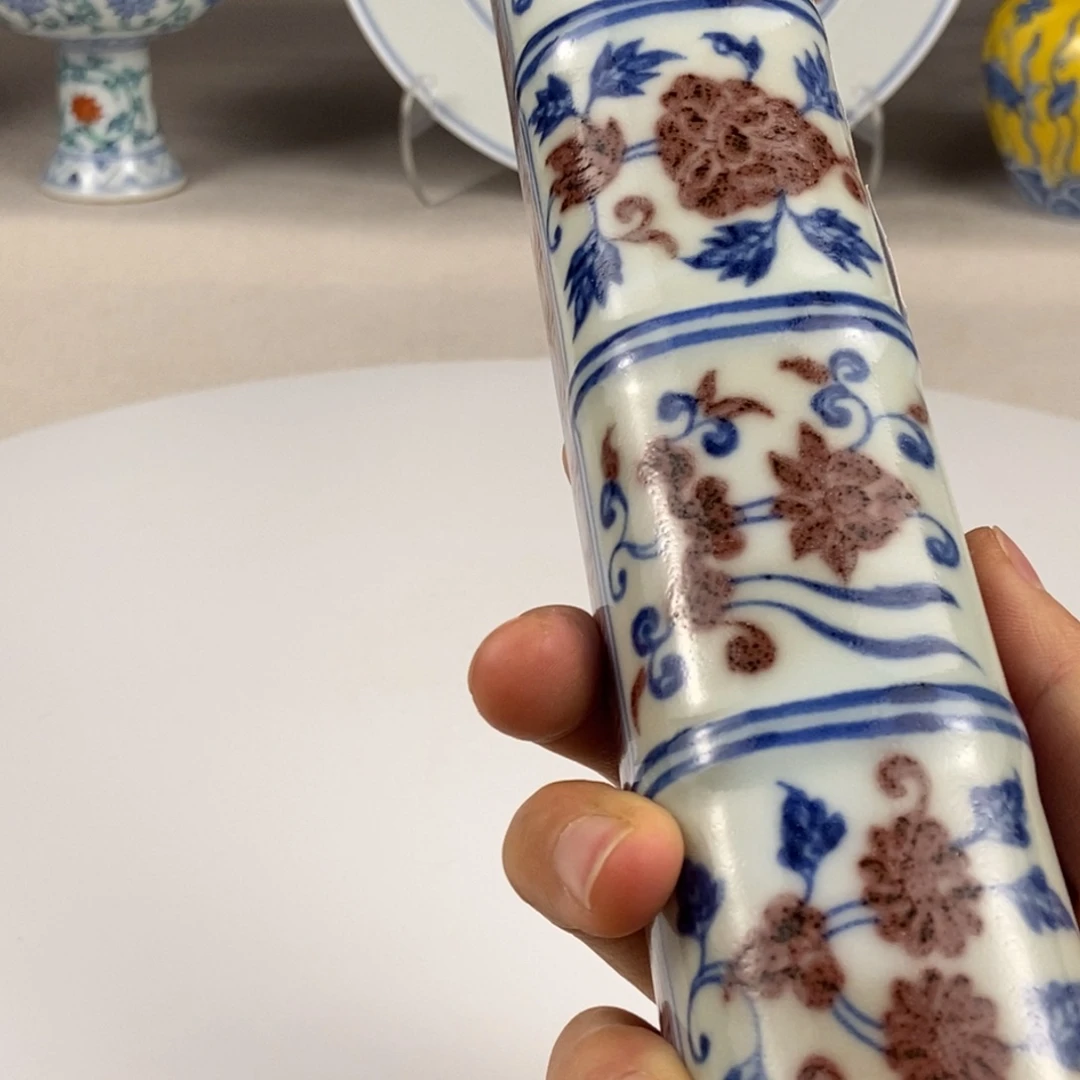 青花釉里红尺子文房器物
