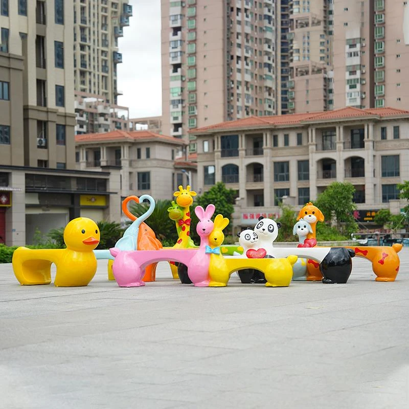 户外卡通动物座椅花园庭院幼儿园商场美陈装饰摆件牛造型坐凳椅子