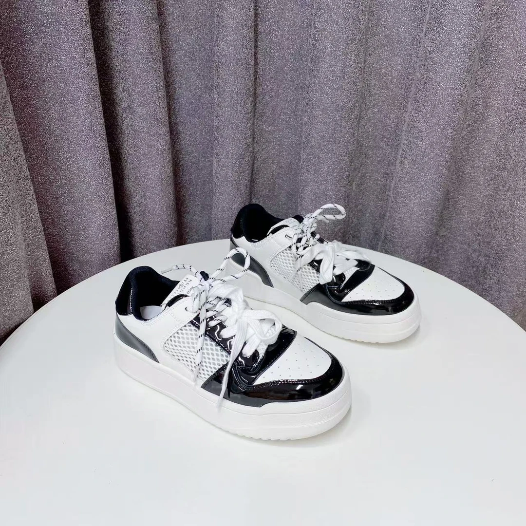 C5661 米黑  时尚板鞋女2025新款厚底小白鞋百搭休闲运动鞋