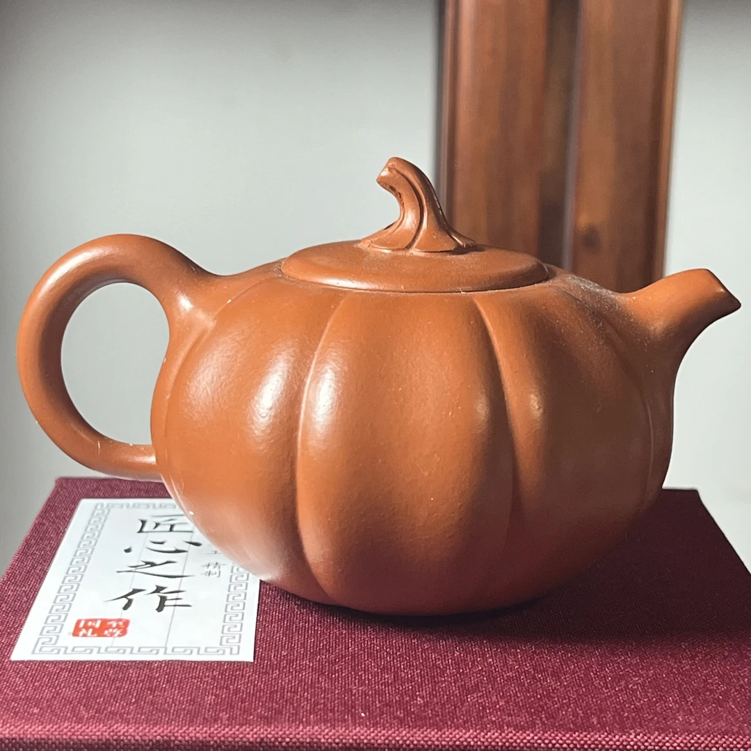 【精品紫砂】-lot062-高工刘志明-南瓜壶-朱泥紫砂壶
