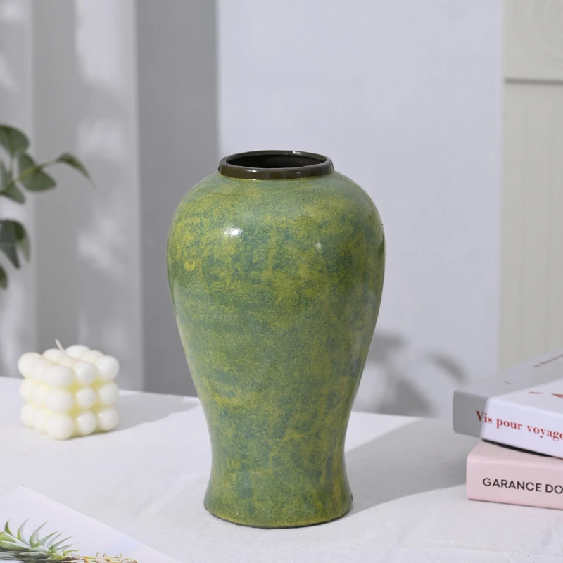 [绿野仙踪-美人花瓶】复古绿色陶瓷花瓶干花鲜花陶罐桌面斗柜摆件
