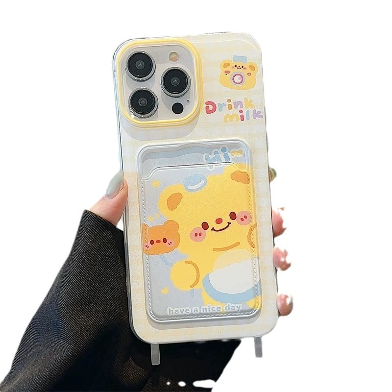 13promax16黄油12手机壳插卡卡包14卡通可爱挂绳iPhone15