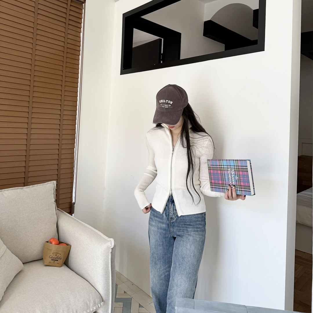 浅秋丨100绵羊毛丨扬子可机洗羊毛弹力全拉链针织衫-MY6206