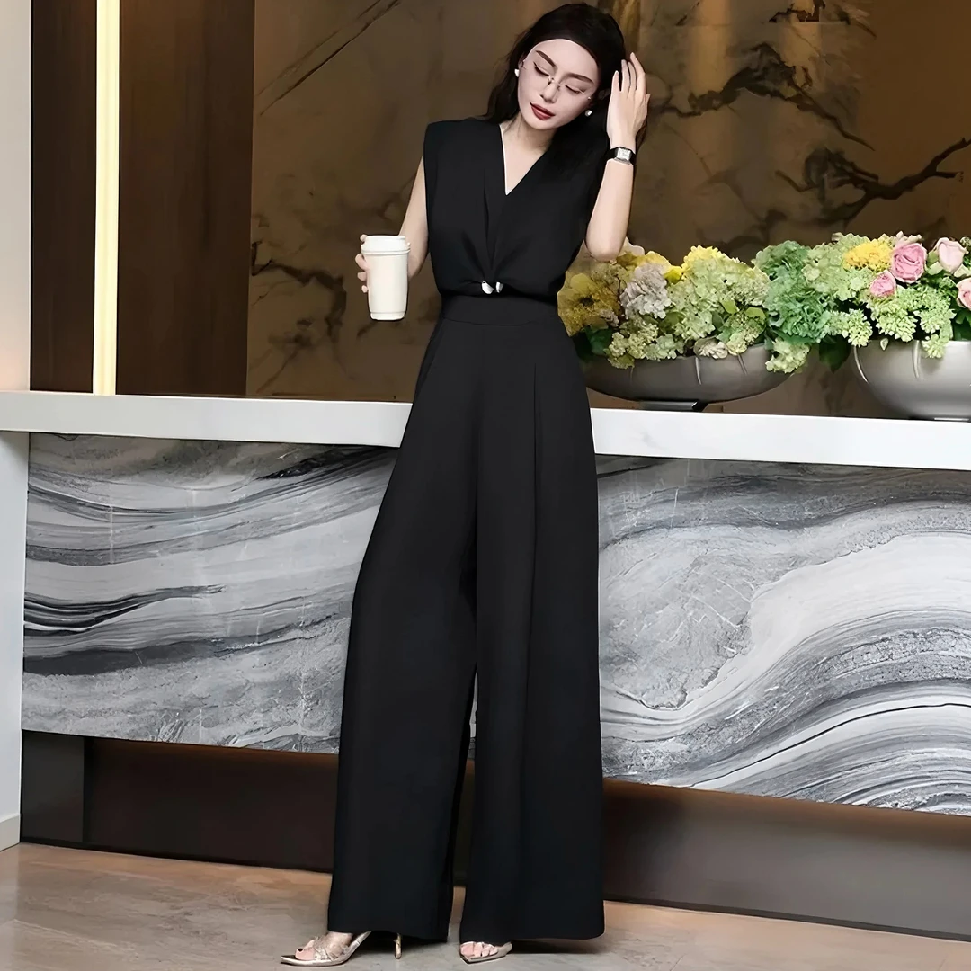 B2025夏季小香风御姐风法式休闲风时尚连体裤西装高腰显瘦D3055