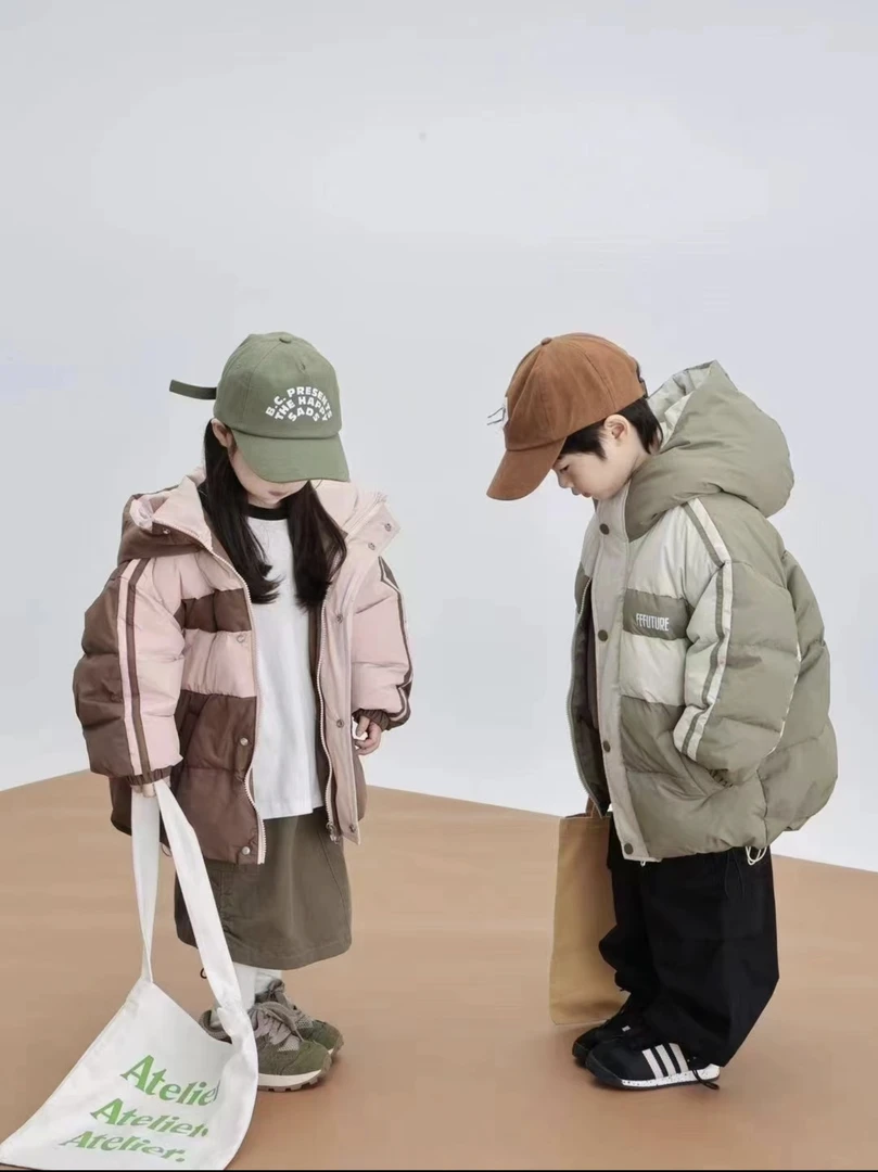 韩系拼色加绒加棉面包服棉衣