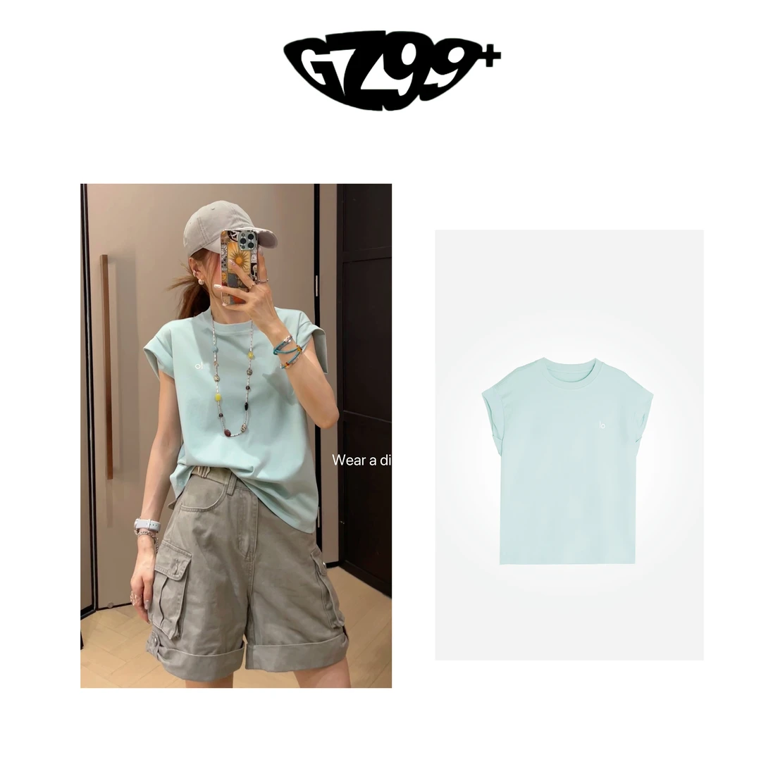 九儿【加州蓝幕】摩登 设计感字母简约百搭显瘦休闲T恤-T6848