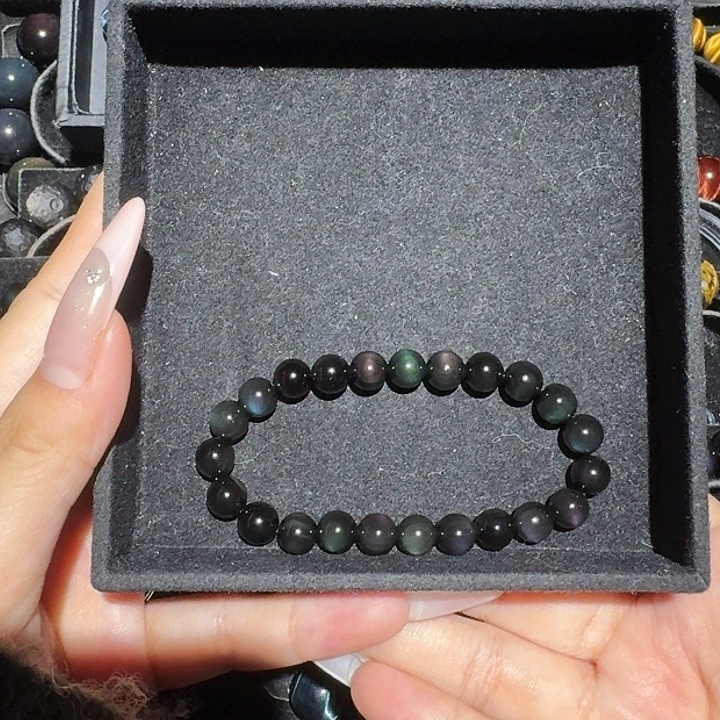 小***罗黑曜岩未镶嵌手链