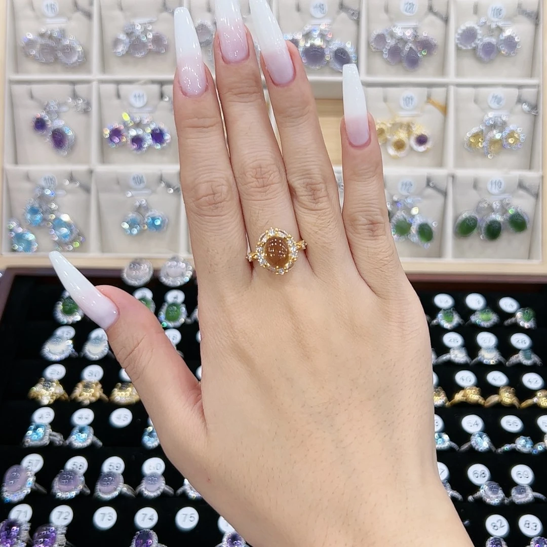 染***染戒指水晶银S925镶嵌