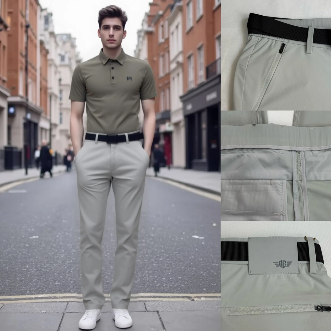 2025-A2薄款夏季纯色中弹力长裤休闲裤潮流裤子修身时尚弹力