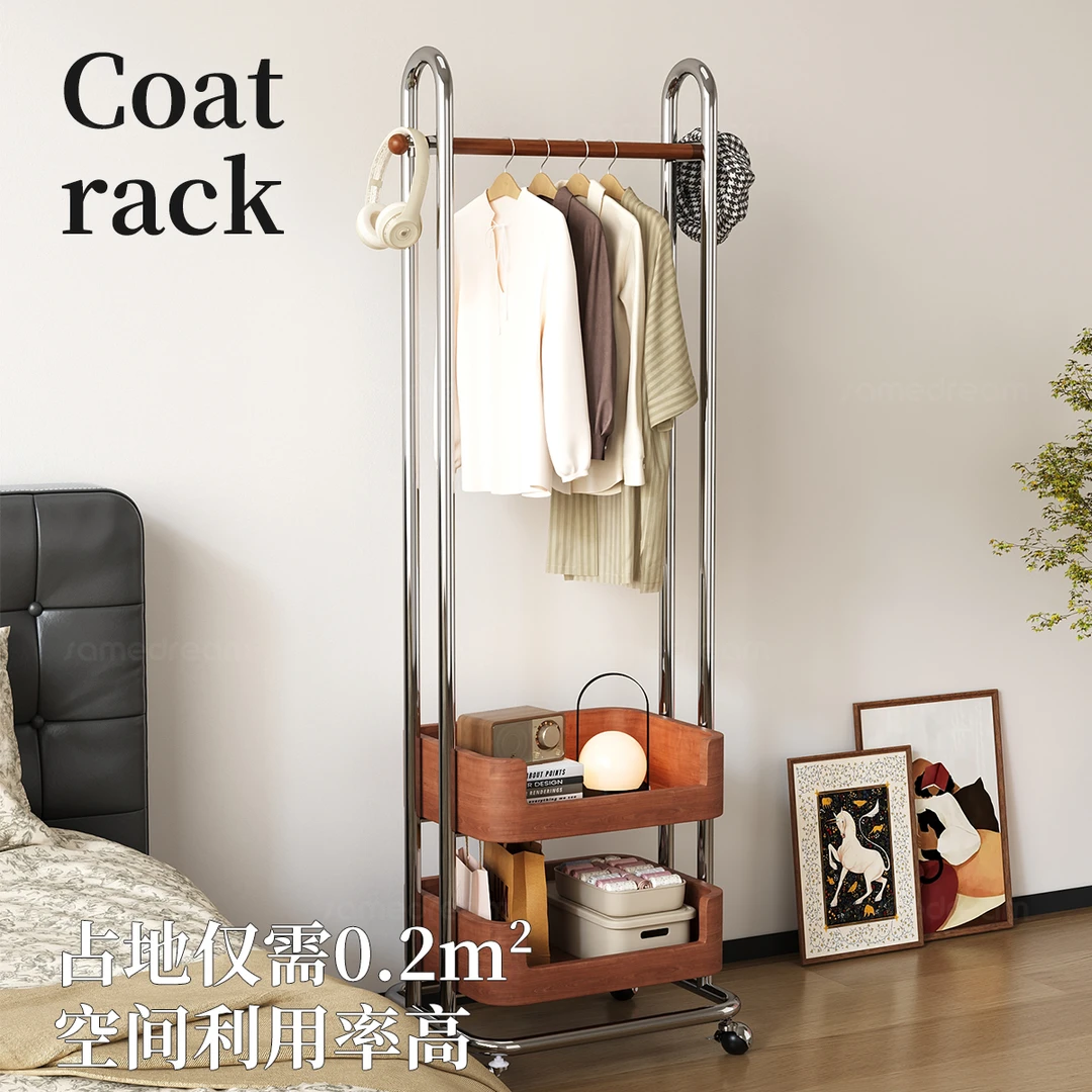 落地实木挂衣架主卧衣帽架移动室内卧室玄关房间用次净衣服置物架