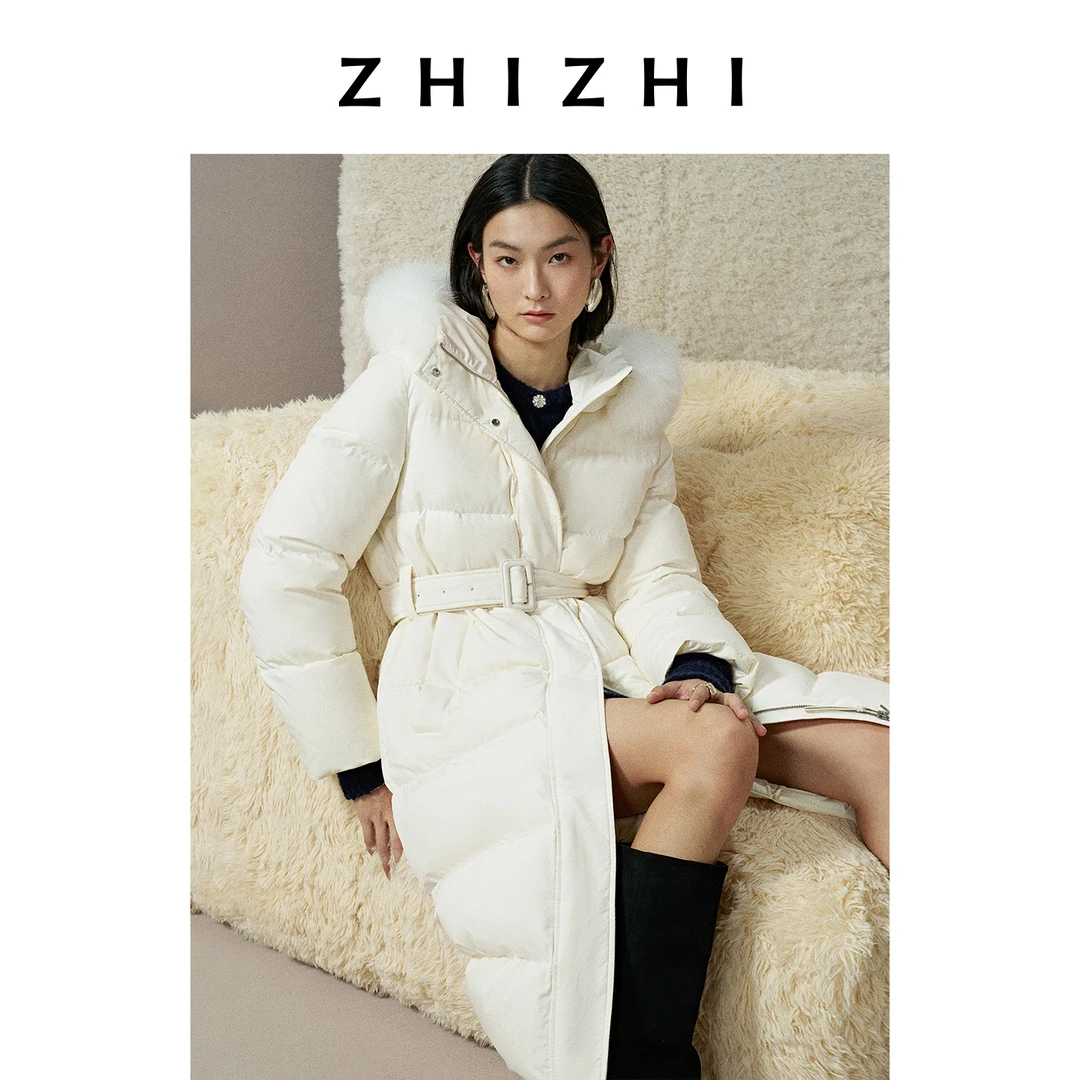 【橱窗】致知 昭君 毛领长款收腰羽鹅绒服冬保暖蓬松ZZ2EWWY9001