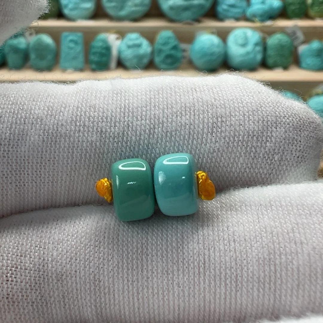 未镶嵌绿松石直切对珠 7.3x4.8mm