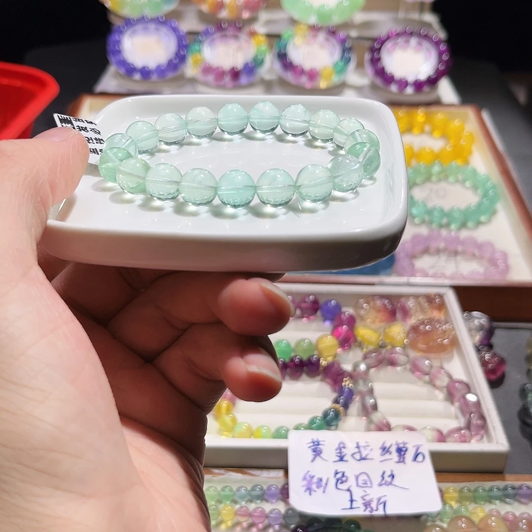 手串萤石未镶嵌曼波绿单圈10加